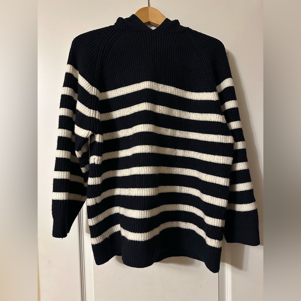 Zara Striped Knit Hooded Long Sleeve Sweater